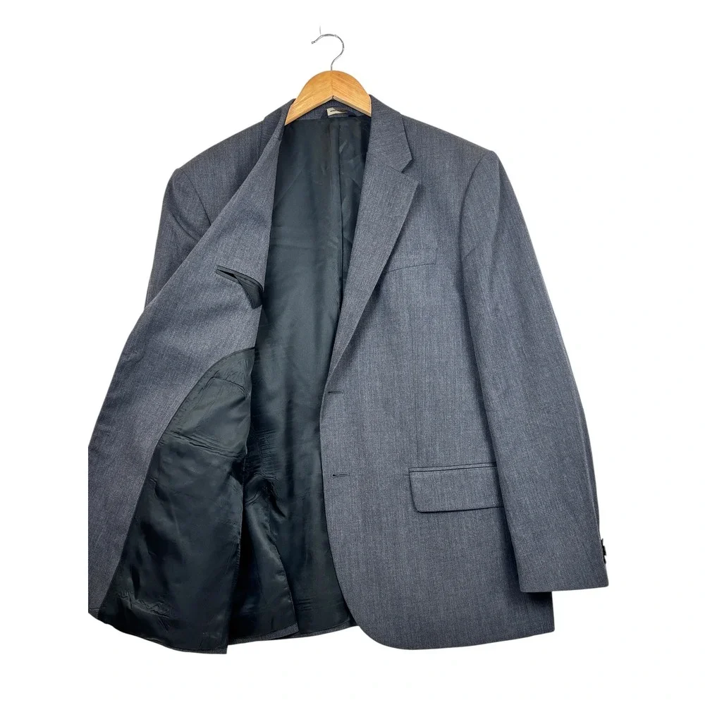 Banana Republic Mens Grey 100% Wool Two Button Suit Jacket Blazer 44R